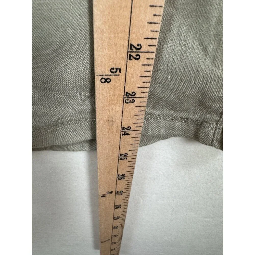 NYDJj Crop Wide Leg 90s Linen Blend Trouser Pants Mid-Rise Lift Tuck Sand‎ sz 8 - Picture 9 of 13